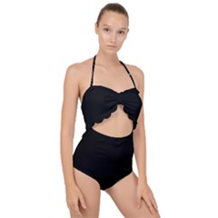 Rich Ebony Scallop Top Cut Out Swimsuit by Janetaudreywilson