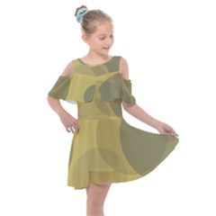 Yellow Grey Large Polka Dots Kids  Shoulder Cutout Chiffon Dress by SpinnyChairDesigns