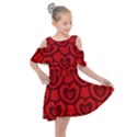 Dark Red Heart Pattern Kids  Shoulder Cutout Chiffon Dress View1