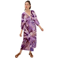 Plum Purple Abstract Floral Pattern Grecian Style  Maxi Dress by SpinnyChairDesigns