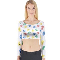 Cute Cartoon Germs Viruses Microbes Long Sleeve Crop Top by SpinnyChairDesigns