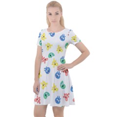 Cute Cartoon Germs Viruses Microbes Cap Sleeve Velour Dress  by SpinnyChairDesigns