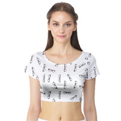 Geek Glasses With Eyes Short Sleeve Crop Top by SpinnyChairDesigns