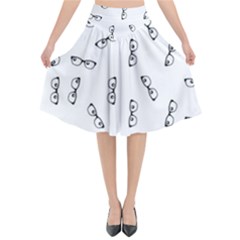 Geek Glasses With Eyes Flared Midi Skirt by SpinnyChairDesigns