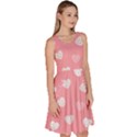 Cute Pink and White Hearts Knee Length Skater Dress With Pockets View3