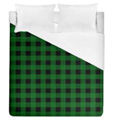 Black Dark Green Buffalo Plaid Duvet Cover (queen Size) by SpinnyChairDesigns