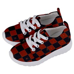 Red And Black Checkered Grunge  Kids  Lightweight Sports Shoes by SpinnyChairDesigns