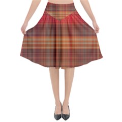 Madras Plaid Fall Colors Flared Midi Skirt by SpinnyChairDesigns