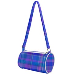 Madras Plaid Blue Purple Mini Cylinder Bag by SpinnyChairDesigns