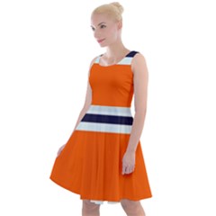 Tri Color Stripes Knee Length Skater Dress by tmsartbazaar