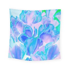 Ciclamen Flowers Blue Square Tapestry (small) by DinkovaArt