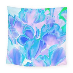 Ciclamen Flowers Blue Square Tapestry (large) by DinkovaArt