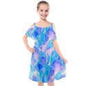 Ciclamen Flowers Blue Kids  Cut Out Shoulders Chiffon Dress View1