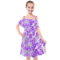 Purple Spring Flowers Kids  Cut Out Shoulders Chiffon Dress by DinkovaArt