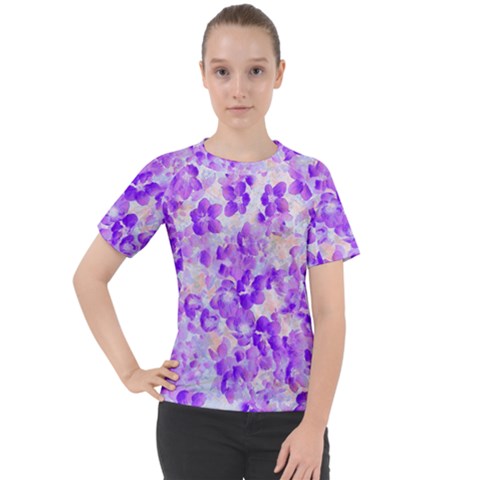 Purple Spring Flowers Women s Sport Raglan Tee by DinkovaArt