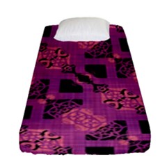 Fuchsia Black Abstract Checkered Stripes  Fitted Sheet (single Size) by SpinnyChairDesigns