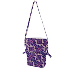 Amethyst And Pink Checkered Stripes Folding Shoulder Bag by SpinnyChairDesigns