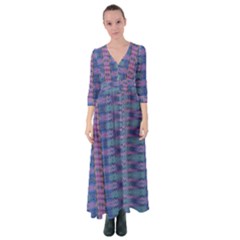 Purple Blue Ikat Stripes Button Up Maxi Dress by SpinnyChairDesigns