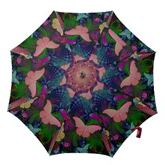 Butterfly Garden Art Hook Handle Umbrellas (small) by SpinnyChairDesigns