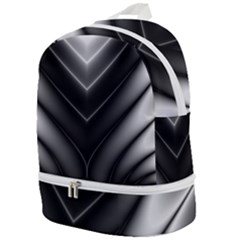 Black And Silver Pattern Zip Bottom Backpack by SpinnyChairDesigns