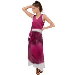 Fun Fuschia V-neck Chiffon Maxi Dress by Janetaudreywilson