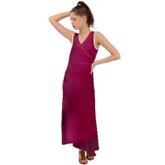 Fun Fuschia V-neck Chiffon Maxi Dress by Janetaudreywilson