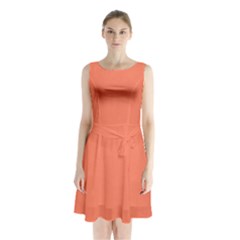 Appreciating Apricot Sleeveless Waist Tie Chiffon Dress by Janetaudreywilson