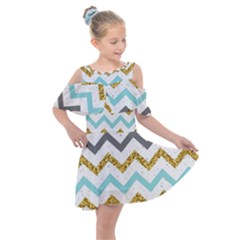 Chevron  Kids  Shoulder Cutout Chiffon Dress by Sobalvarro