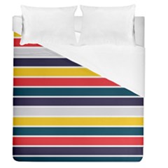 Horizontal Colored Stripes Duvet Cover (queen Size) by tmsartbazaar