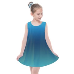 Blue Teal Green Gradient Ombre Colors Kids  Summer Dress by SpinnyChairDesigns