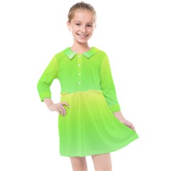 Lemon Yellow And Lime Green Gradient Ombre Color Kids  Quarter Sleeve Shirt Dress by SpinnyChairDesigns