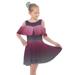 Blush Pink And Grey Gradient Ombre Color Kids  Shoulder Cutout Chiffon Dress by SpinnyChairDesigns