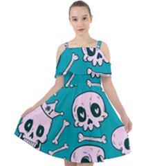 Skull Cut Out Shoulders Chiffon Dress by Sobalvarro