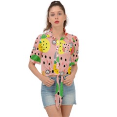 Cats And Fruits  Tie Front Shirt  by Sobalvarro