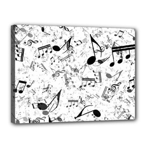 Black And White Music Notes Canvas 16  X 12  (stretched) by SpinnyChairDesigns