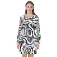 Zebra Print Stripes Long Sleeve Chiffon Shift Dress  by SpinnyChairDesigns