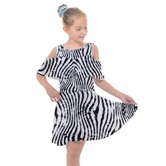 Zebra Print Stripes Kids  Shoulder Cutout Chiffon Dress by SpinnyChairDesigns