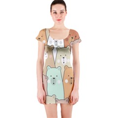 Colorful-baby-bear-cartoon-seamless-pattern Short Sleeve Bodycon Dress by Sobalvarro