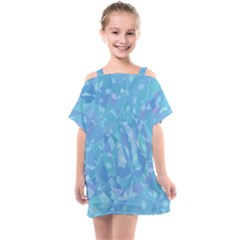 Light Blue Abstract Mosaic Art Color Kids  One Piece Chiffon Dress by SpinnyChairDesigns