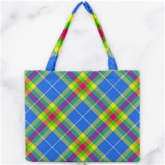 Clown Costume Plaid Striped Mini Tote Bag by SpinnyChairDesigns