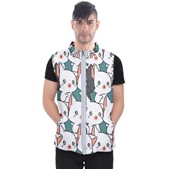 Seamless-cute-cat-pattern-vector Men s Puffer Vest by Sobalvarro