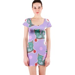 Playing Cats Short Sleeve Bodycon Dress by Sobalvarro