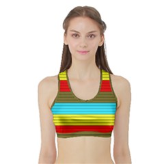 Multicolor With Black Lines Sports Bra With Border by tmsartbazaar