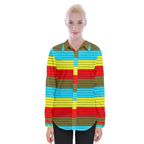 Multicolor With Black Lines Womens Long Sleeve Shirt by tmsartbazaar