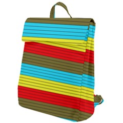 Multicolor With Black Lines Flap Top Backpack by tmsartbazaar