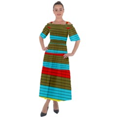 Multicolor With Black Lines Shoulder Straps Boho Maxi Dress  by tmsartbazaar