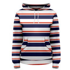 Red With Blue Stripes Women s Pullover Hoodie by tmsartbazaar