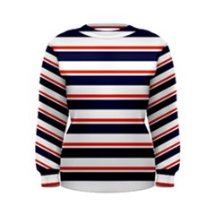 Red With Blue Stripes Women s Sweatshirt by tmsartbazaar