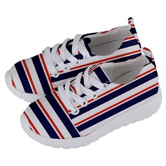 Red With Blue Stripes Kids  Lightweight Sports Shoes by tmsartbazaar