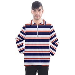 Red With Blue Stripes Men s Half Zip Pullover by tmsartbazaar